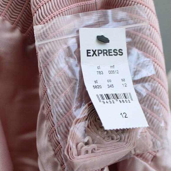 Express Pale Blush Pink Ruched Sweetheart Neckline Mini Dress Size 12 NWT - Picture 6 of 7